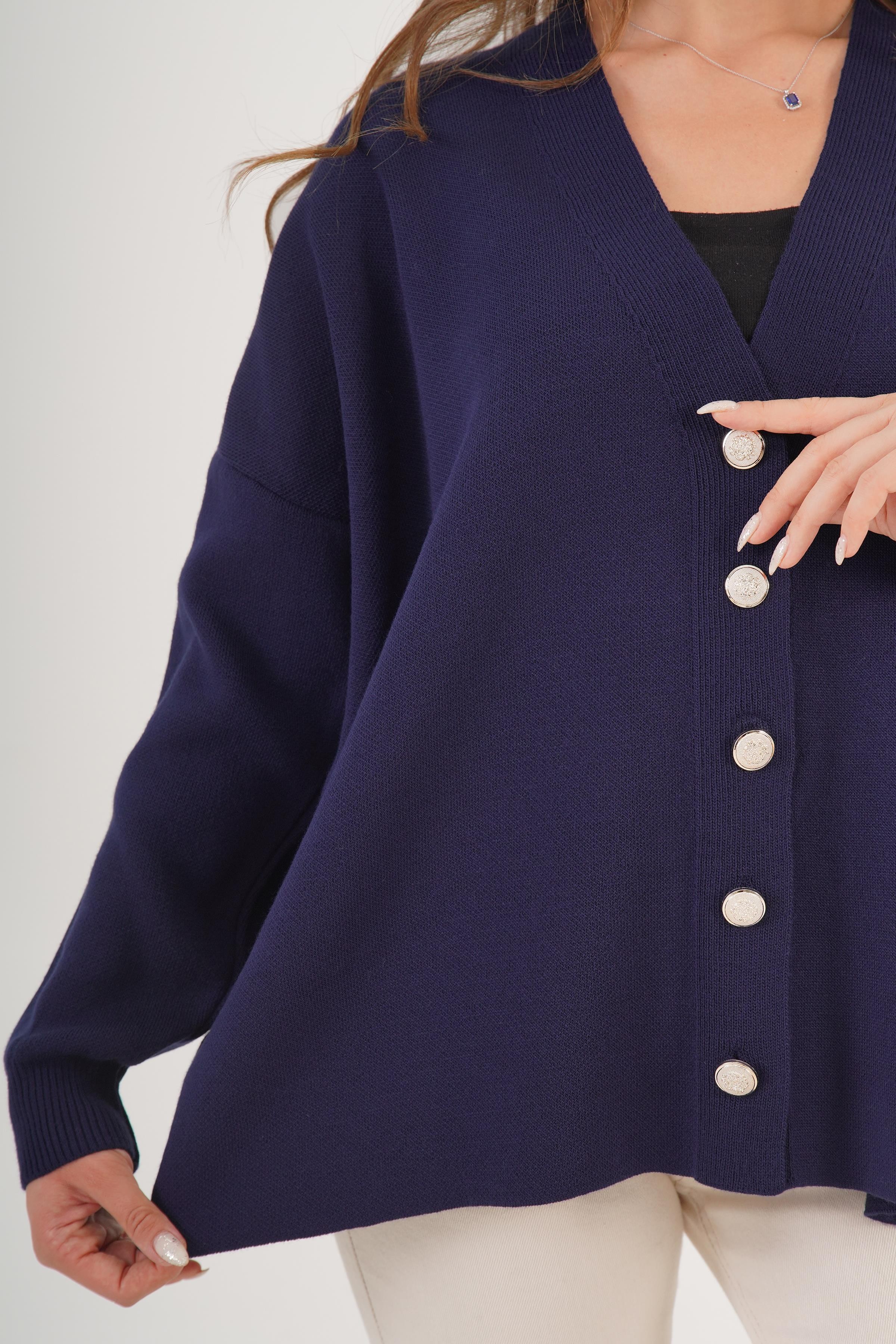 Düğme Detaylı Salaş Toptan Hırka Stok Kodu 6636